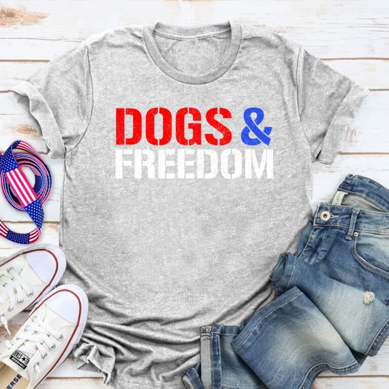 Dogs & Freedom Red-White-Blue Standard Tee Heather Grey: Helping Pair Vets With Service Dogs