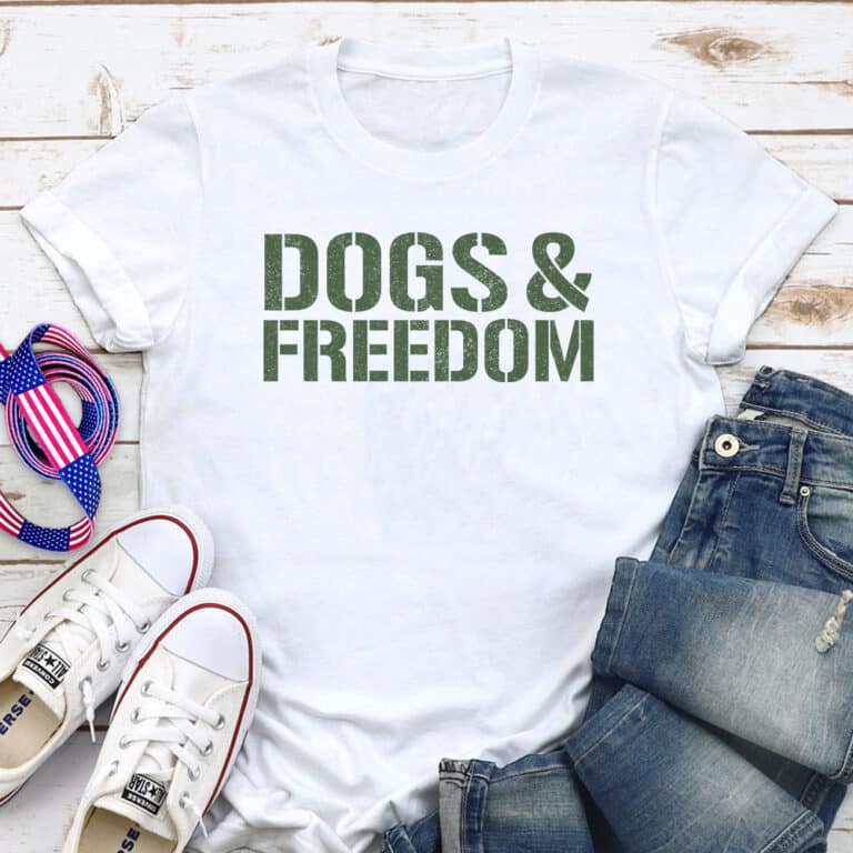 Dogs & Freedom Standard Tee White: Helping Pair Vets With Service Dogs