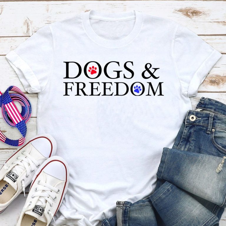 Dogs & Freedom Paw Standard Tee White: Helping Pair Vets With Service Dogs