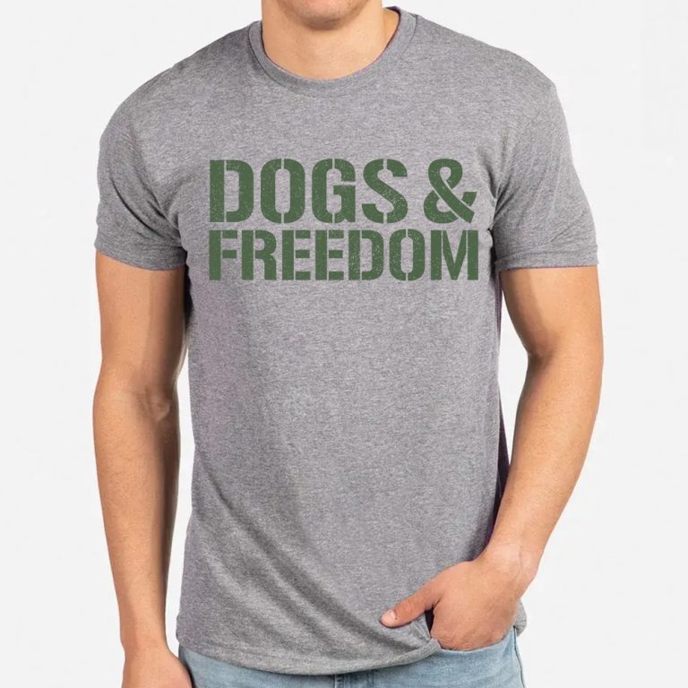 Dogs & Freedom Standard Tee Heather Grey: Helping Pair Vets With Service Dogs