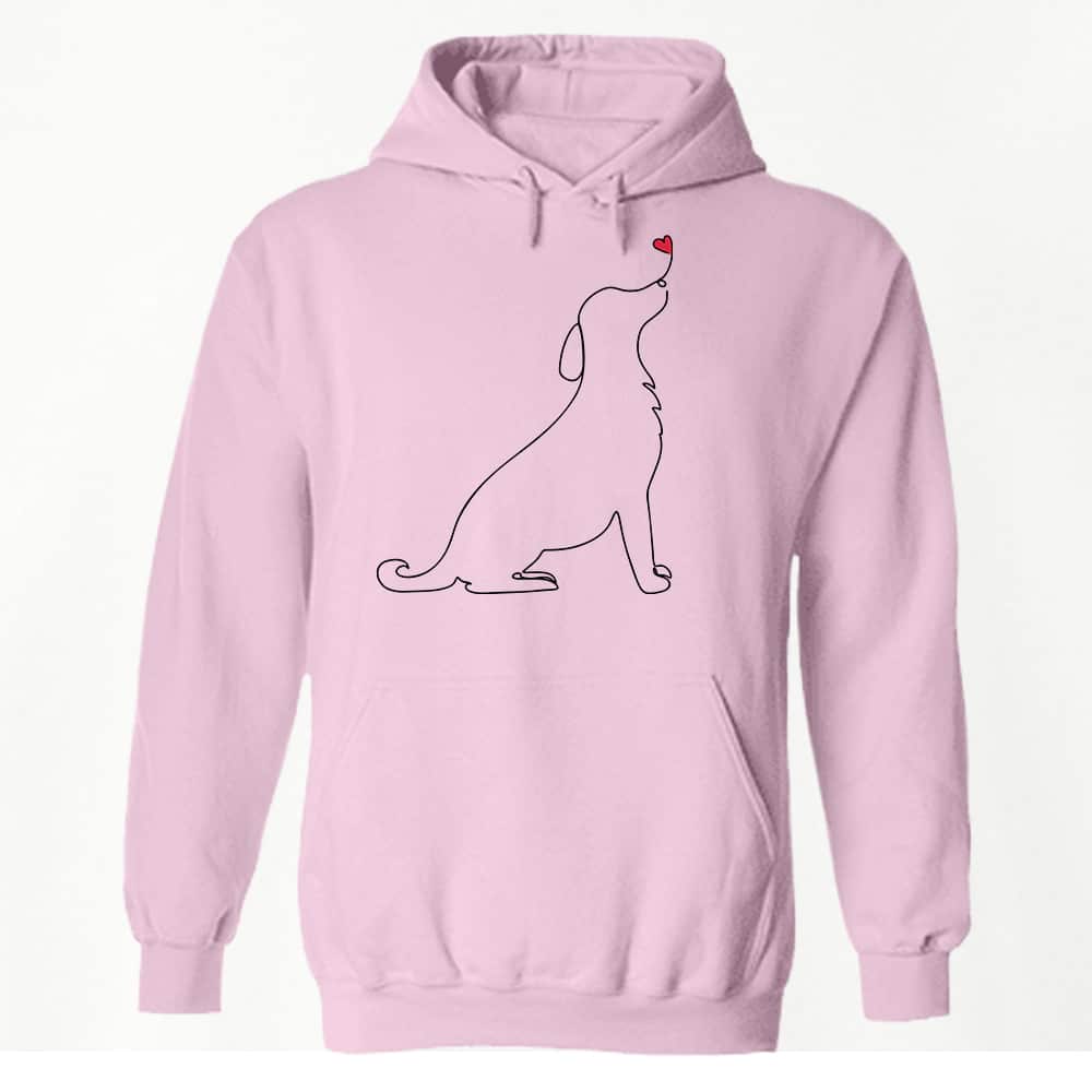 Dog Heart Sketch Hoodie Pink