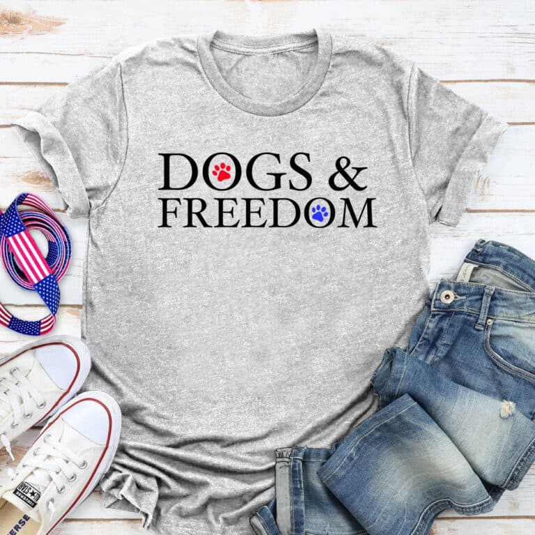 Dogs & Freedom Paw Standard Tee Heather Grey: Helping Pair Vets With Service Dogs