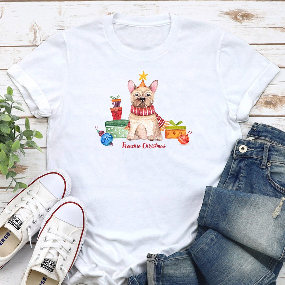 Frenchie Christmas Standard Tee White