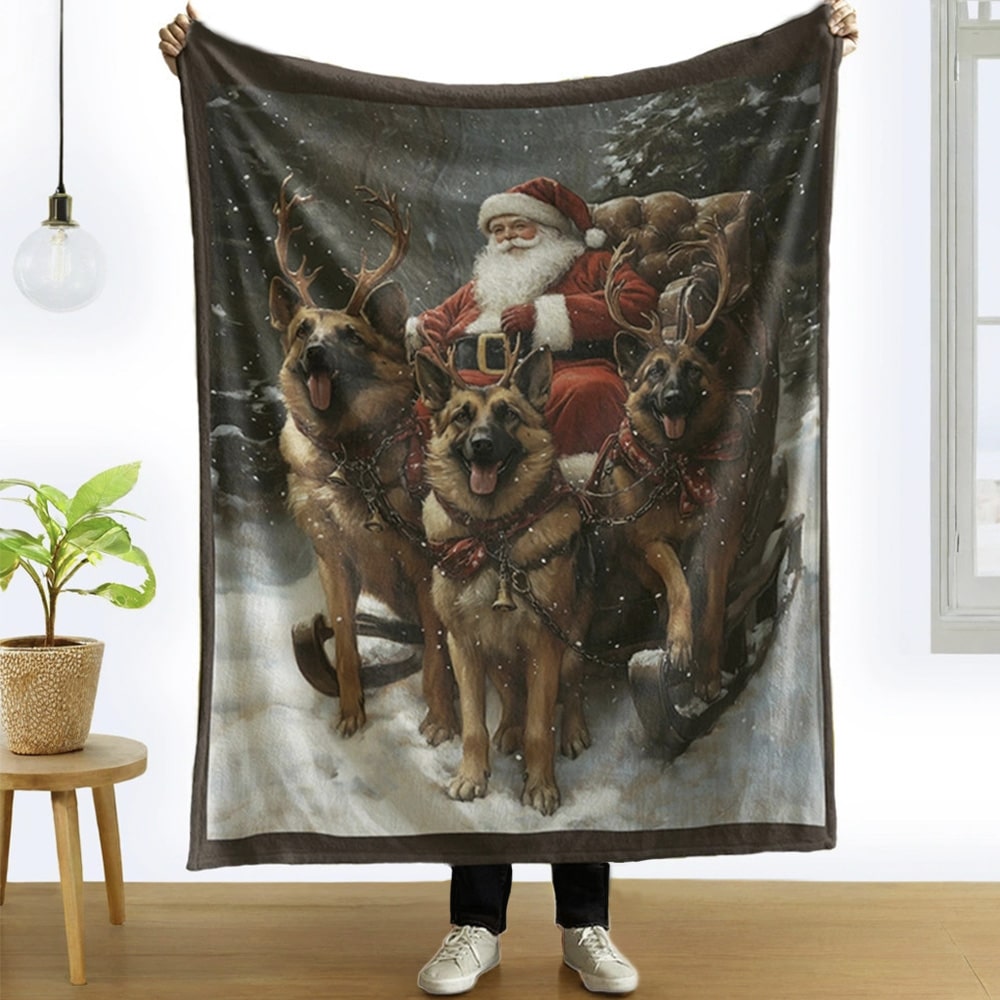 Santa Shepherds Cozy Blanket - 50"x60" - Helps Feed Shelter Dogs in Need