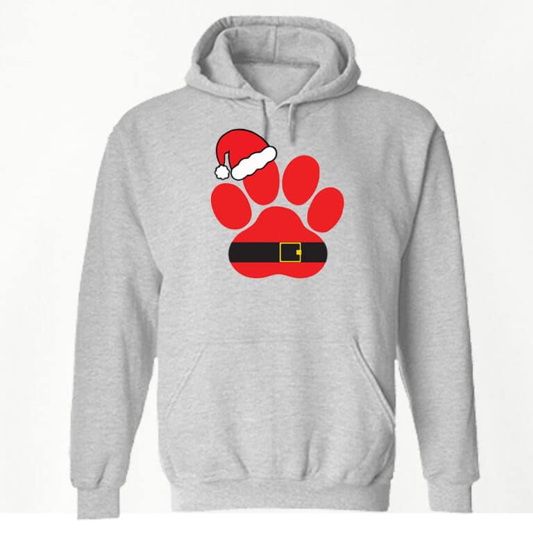 Santa Paws Hoodie Heather Grey