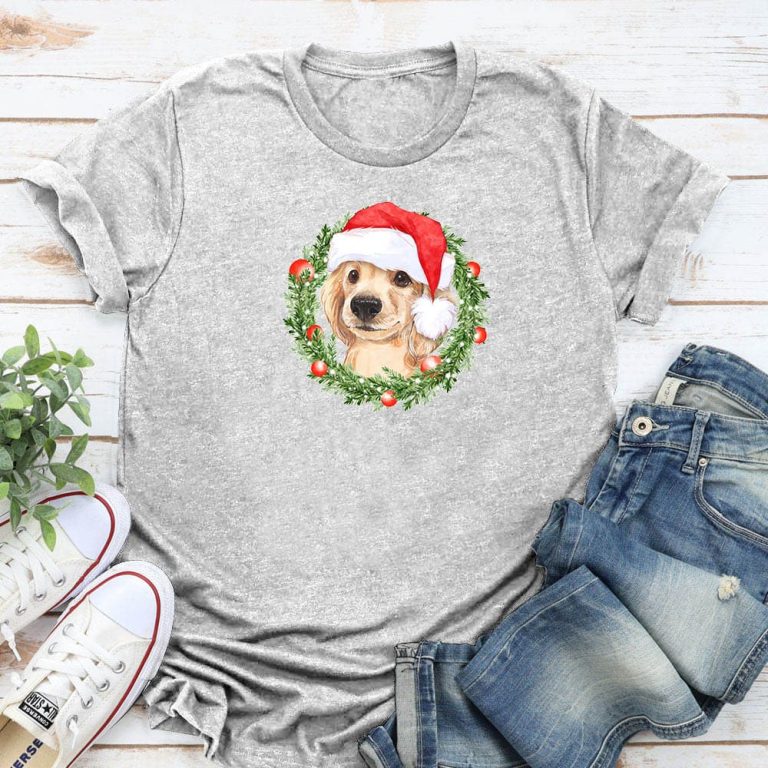 Labrador Christmas Wreath Standard Tee Heather Grey