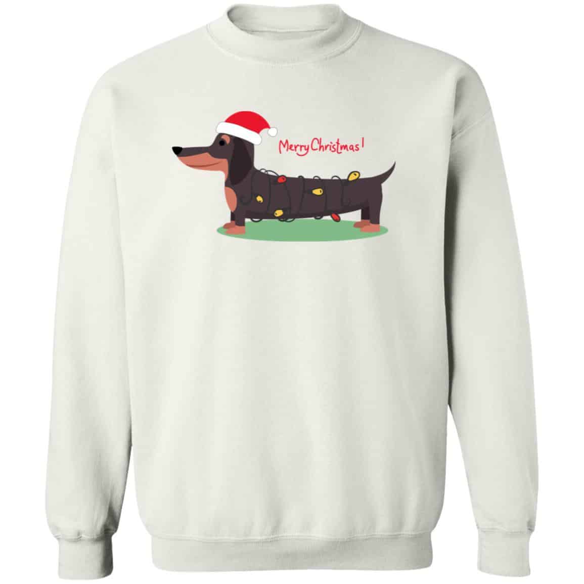 Merry Christmas Dachshund Sweatshirt White