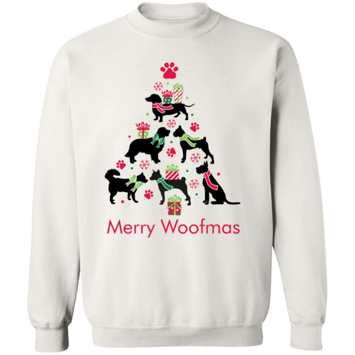 Merry Woofmas Doggie Christmas Tree Sweatshirt White