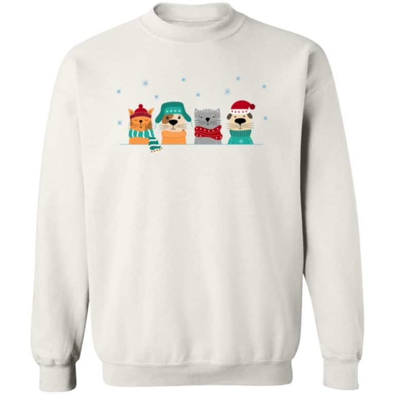 Christmas Is Here Dogs & Cats Sweatshirt White