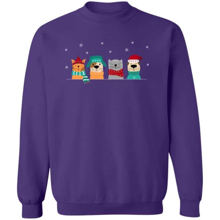 Christmas Is Here Dogs & Cats Sweatshirt Purple