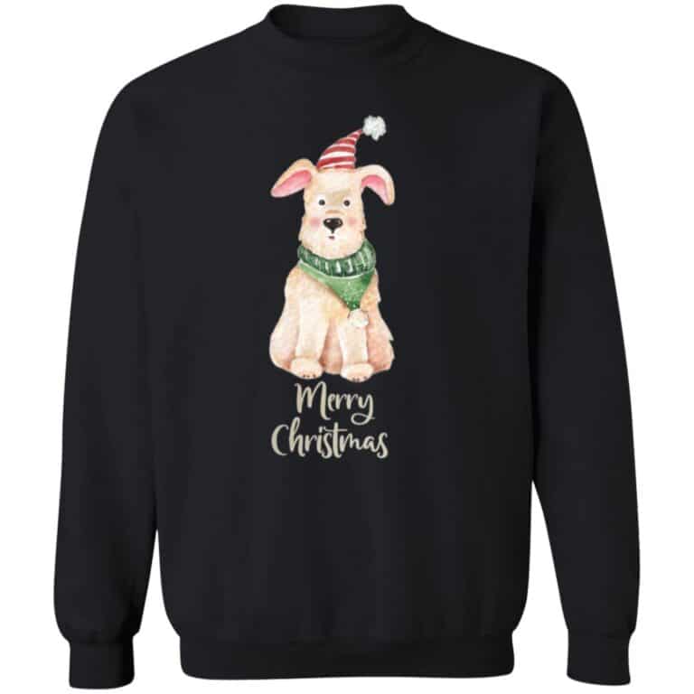 Merry Christmas Pup Sweatshirt Black