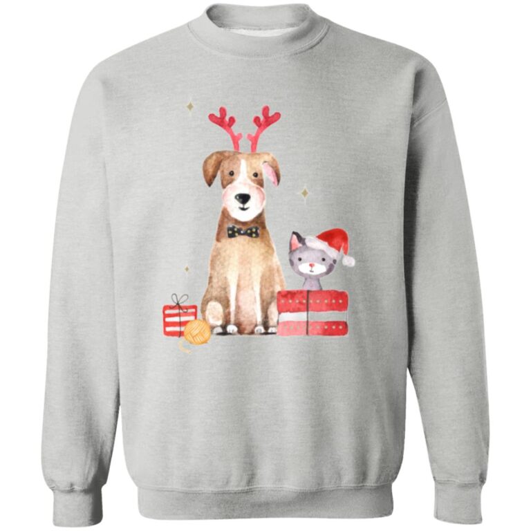 Celebrate Christmas Together Holiday Dog & Cat Sweatshirt Heather Grey
