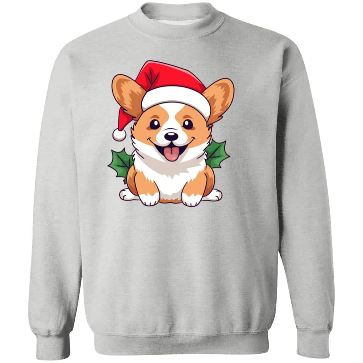 Corgi Christmas Sweatshirt Heather Grey