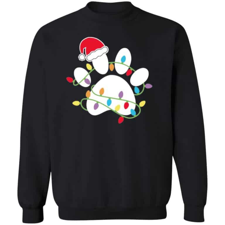 Santa Paws Christmas Lights Sweatshirt Black