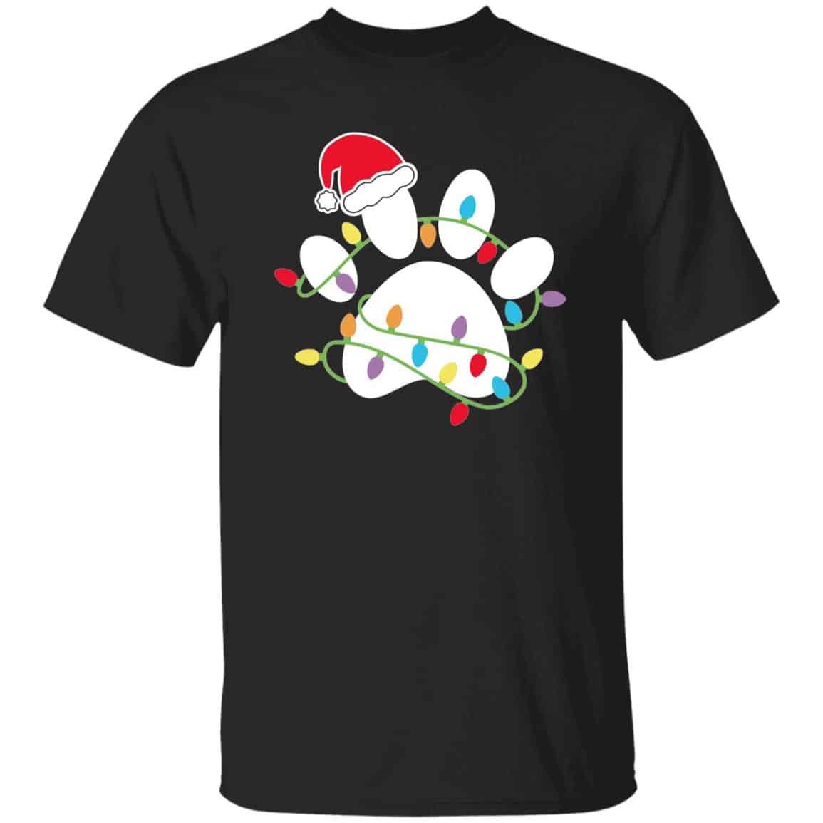 Santa Paws Christmas Lights Standard Tee Black