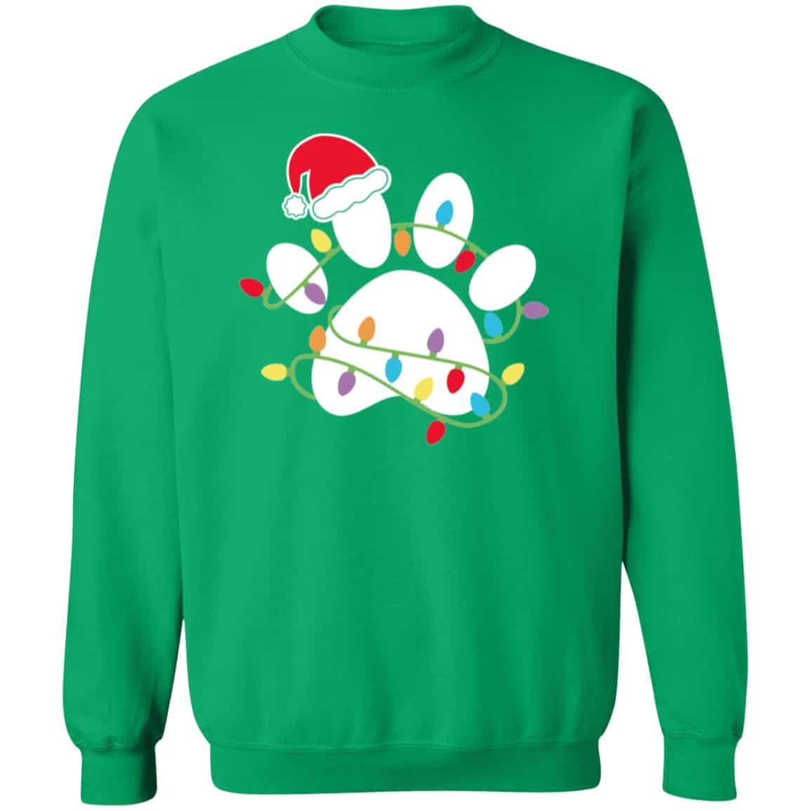 Santa Paws Christmas Lights Sweatshirt Green