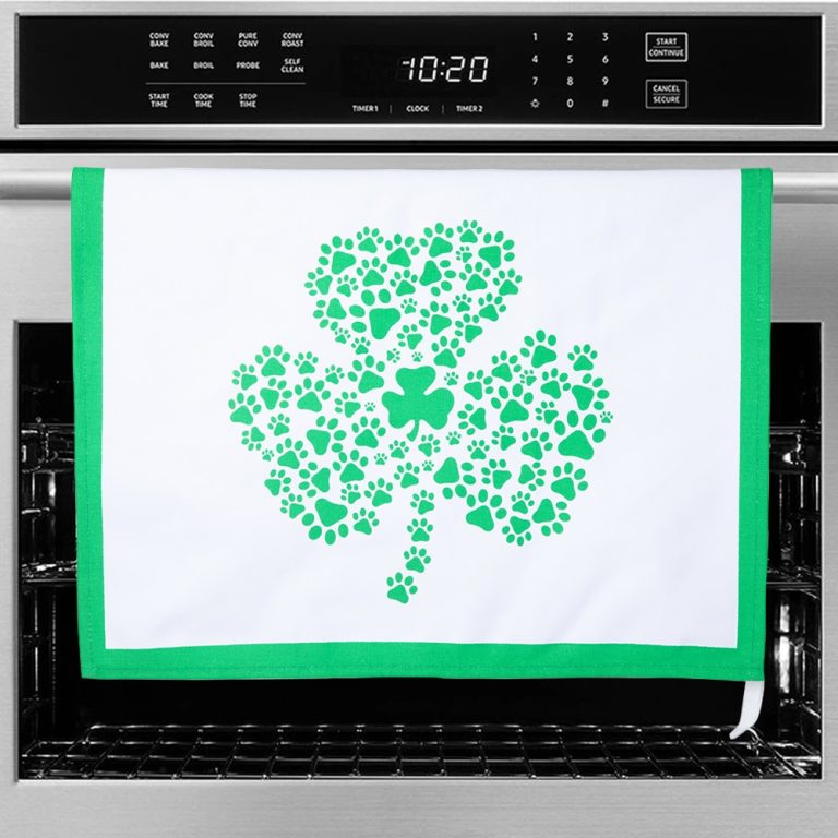 Lucky Dog Shamrock Paw Print Kitchen Towel – Large 27.5″ x 19.5″, Donates 3 Meals to Shelter Dogs   St. Patrick’s Day Edition