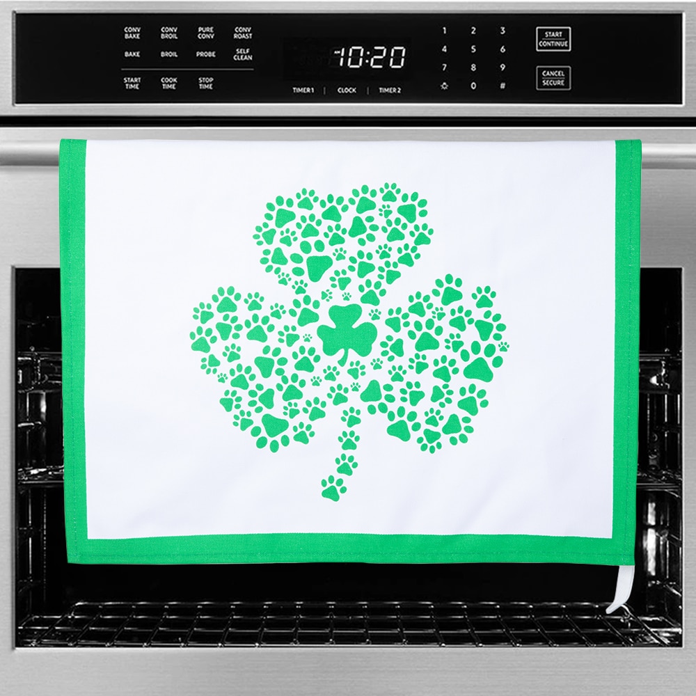 Lucky Dog Shamrock Paw Print Kitchen Towel – Large 27.5″ x 19.5″, Donates 3 Meals to Shelter Dogs   St. Patrick’s Day Edition