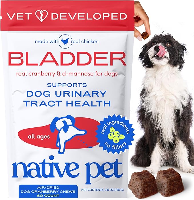 Native Pet Dog UTI Treatment - Cranberry Supplement for Dogs Bladder Control & Kidney Support