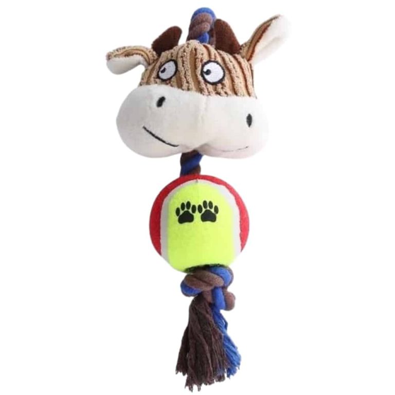Dog Rope Toy with Tennis Ball- Hemp Rope, Fun Tug of War Toy for Dogs
