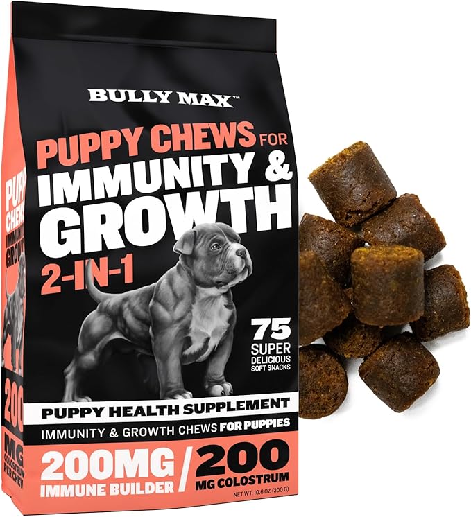 Bully Max 2-in-1 Puppy Treats Soft Chews for Immunity & Growth - Dog Vitamins & Supplements