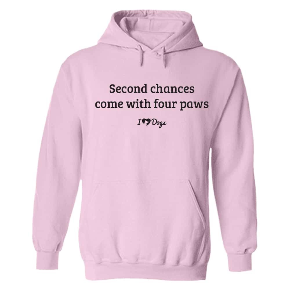 Second Chances Come with Four Paw iHeartDogs Hoodie Light Pink