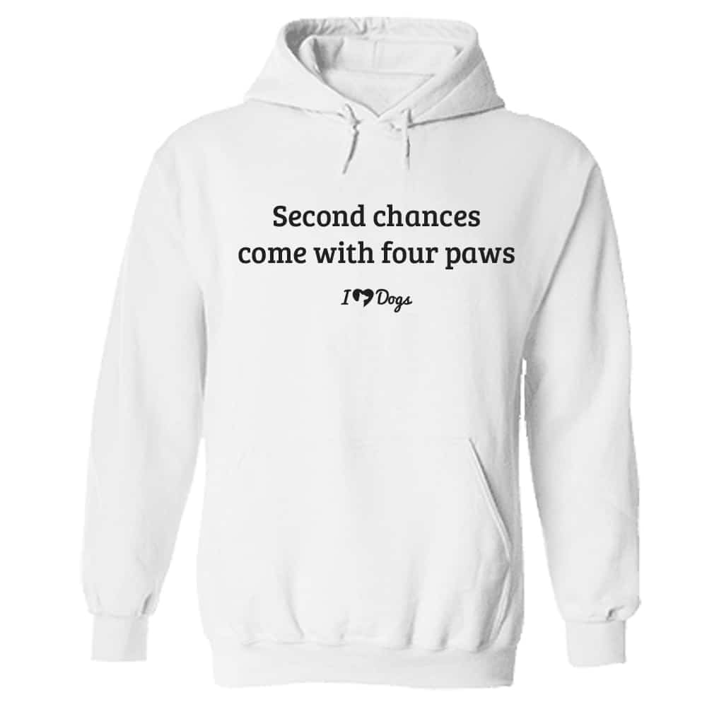 Second Chances Come with Four Paw iHeartDogs Hoodie White