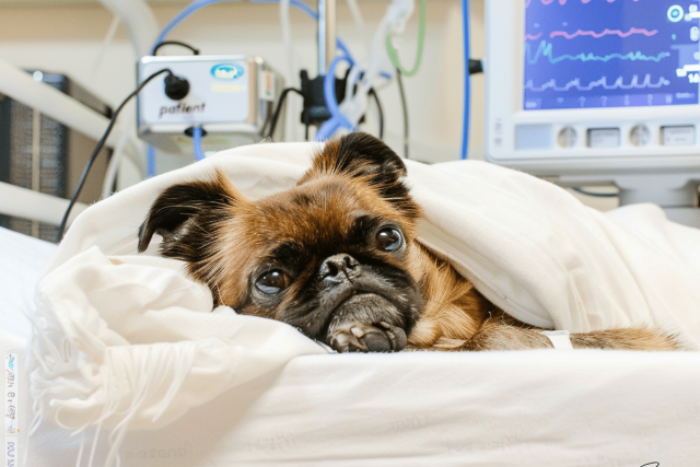 hlm_ai_ninja_A_Brussels_Griffon_lies_in_a_small_hospital_bed