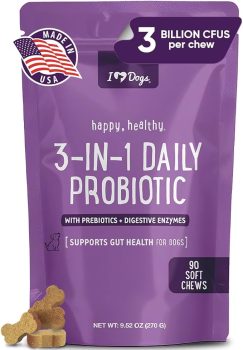 iHeartDogs 3-in-1 Probiotic for Dogs with Pumpkin for Improved Digestion & Gut Health