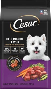 Cesar Small Breed Dry Dog Food for Small Dogs, Filet Mignon Flavor and Spring Vegetables Garnish