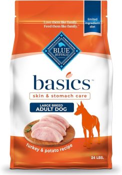Blue Buffalo Basics Large Breed Adult Dry Dog Food, Skin & Stomach Care, Limited Ingredient Diet for Dogs, Turkey Recipe