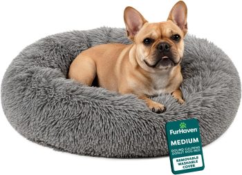 Furhaven 30" Round Calming Donut Dog Bed