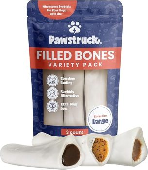 Pawstruck Filled Dog Bones Variety Pack (3 Pack) – Peanut Butter, Cheese & Bacon, Beef