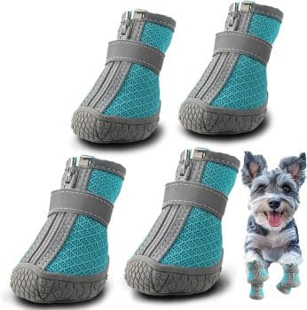  Hcpet Dog Booties Nine Hole Net with TPR Rubber Material Antislip Pet Boots with Zipper for Indoor