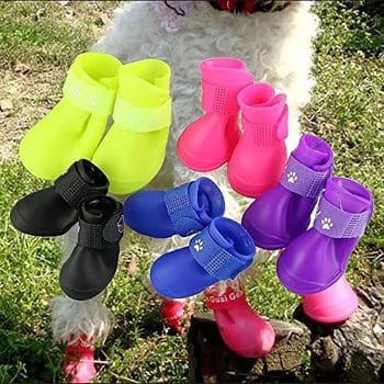 Cdycam Puppy Dogs Candy Colors Anti-Slip Waterproof Rubber Rain Shoes Boots Paws Cover