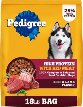Pedigree Dry Dog Food for Adult Dogs, High Protein, Beef and Lamb Flavor