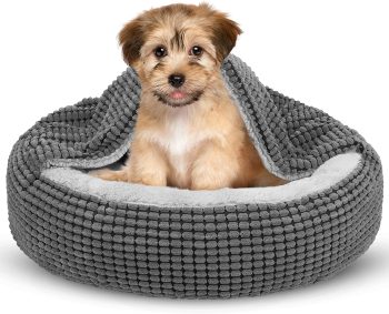 SIWA MARY Small Dog Bed with Attached Blanket