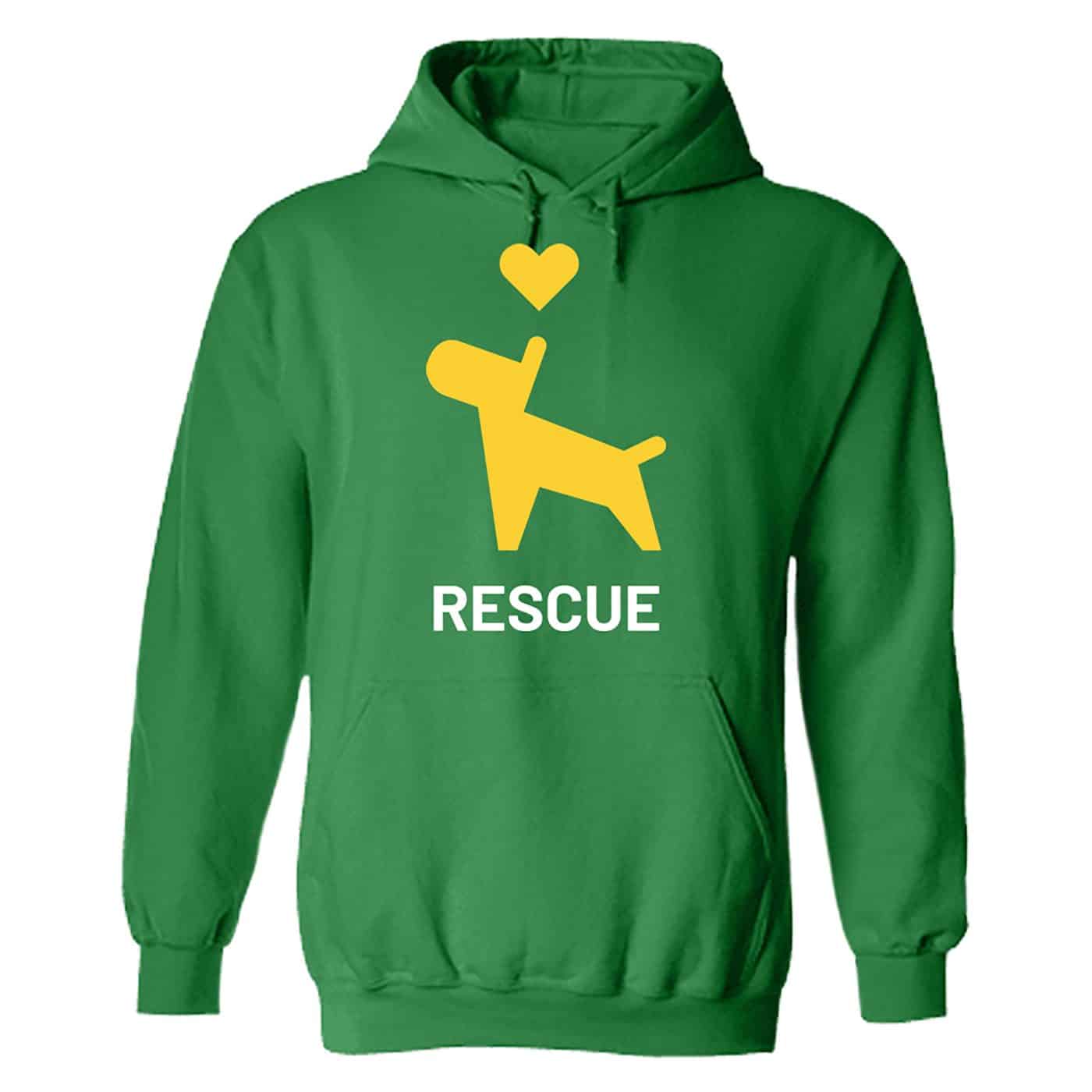 Rescue Dog & Heart Hoodie Green