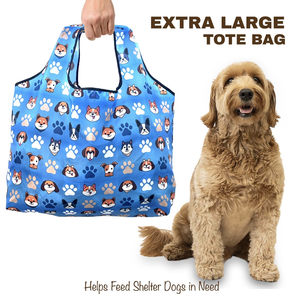 Pups & Paws Blue Tote — For Travel, Shopping, Treats & Tail-Wagging Adventures!