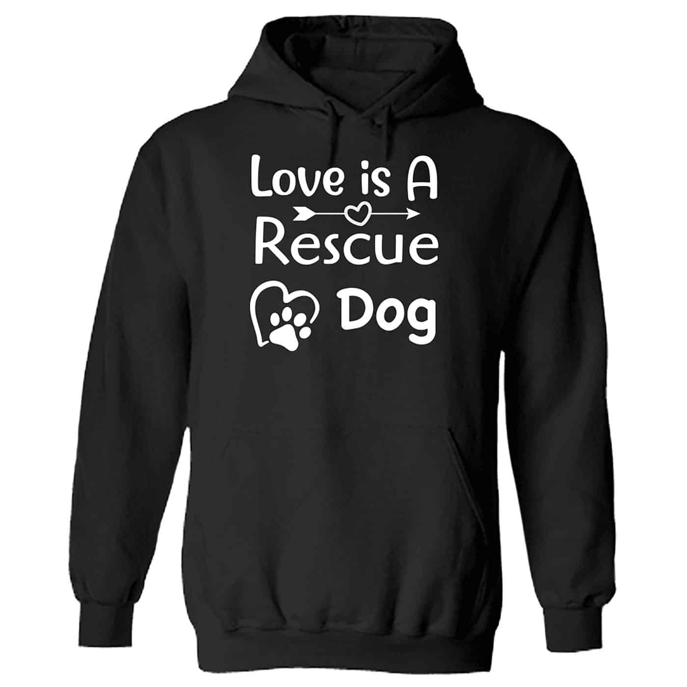 Love Is A Rescue Dog Hoodie Black