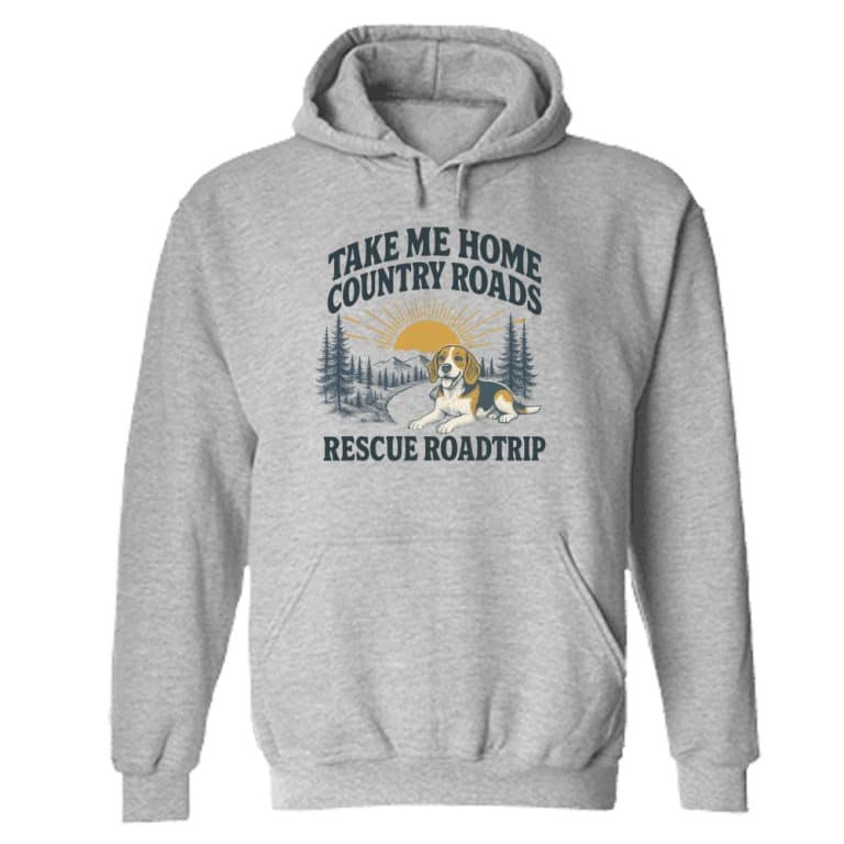 Take Me Home Country Roads Rescue Road Trip Hoodie Heather Grey