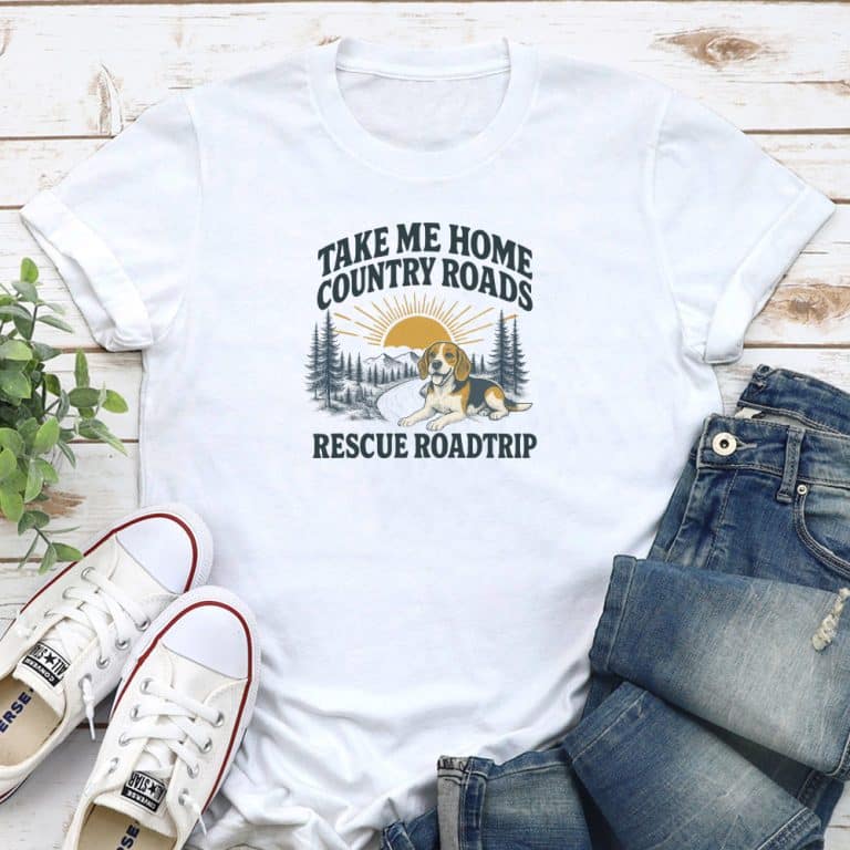 Take Me Home Country Roads Rescue Road Trip Standard Tee White