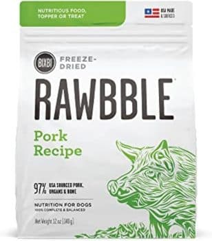 BIXBI Rawbble Freeze Dried Dog Food, Pork Recipe, 12 oz