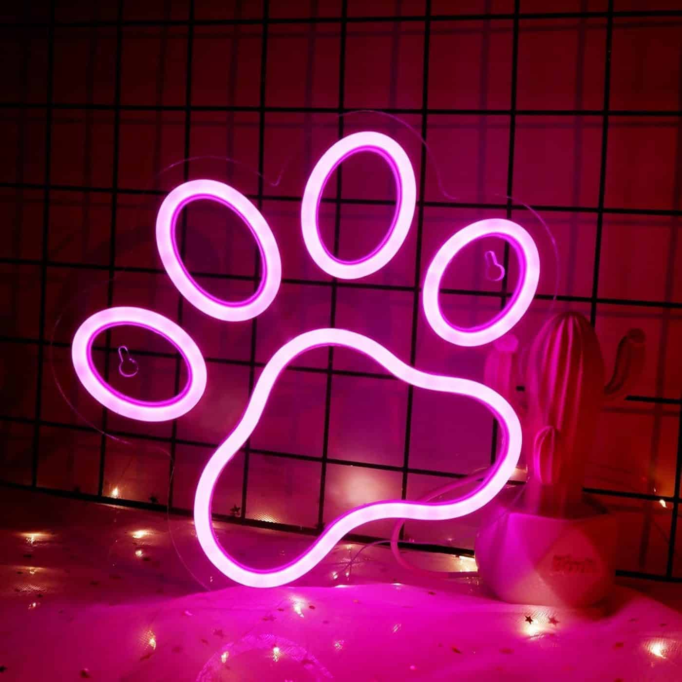 Dog Paw Print Neon Light