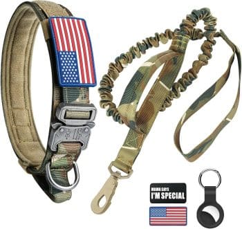Tactical Dog Collar and Bungee Leash, Camo Military Dog Collar