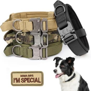 KCUCOP Tactical Dog Collar - Military Collar with Handle - K9 Thick Adjustable Heavy Duty Dog Collars