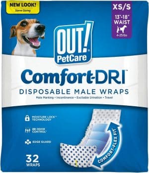 OUT! PetCare Male Dog Diapers, Disposable Belly Bands