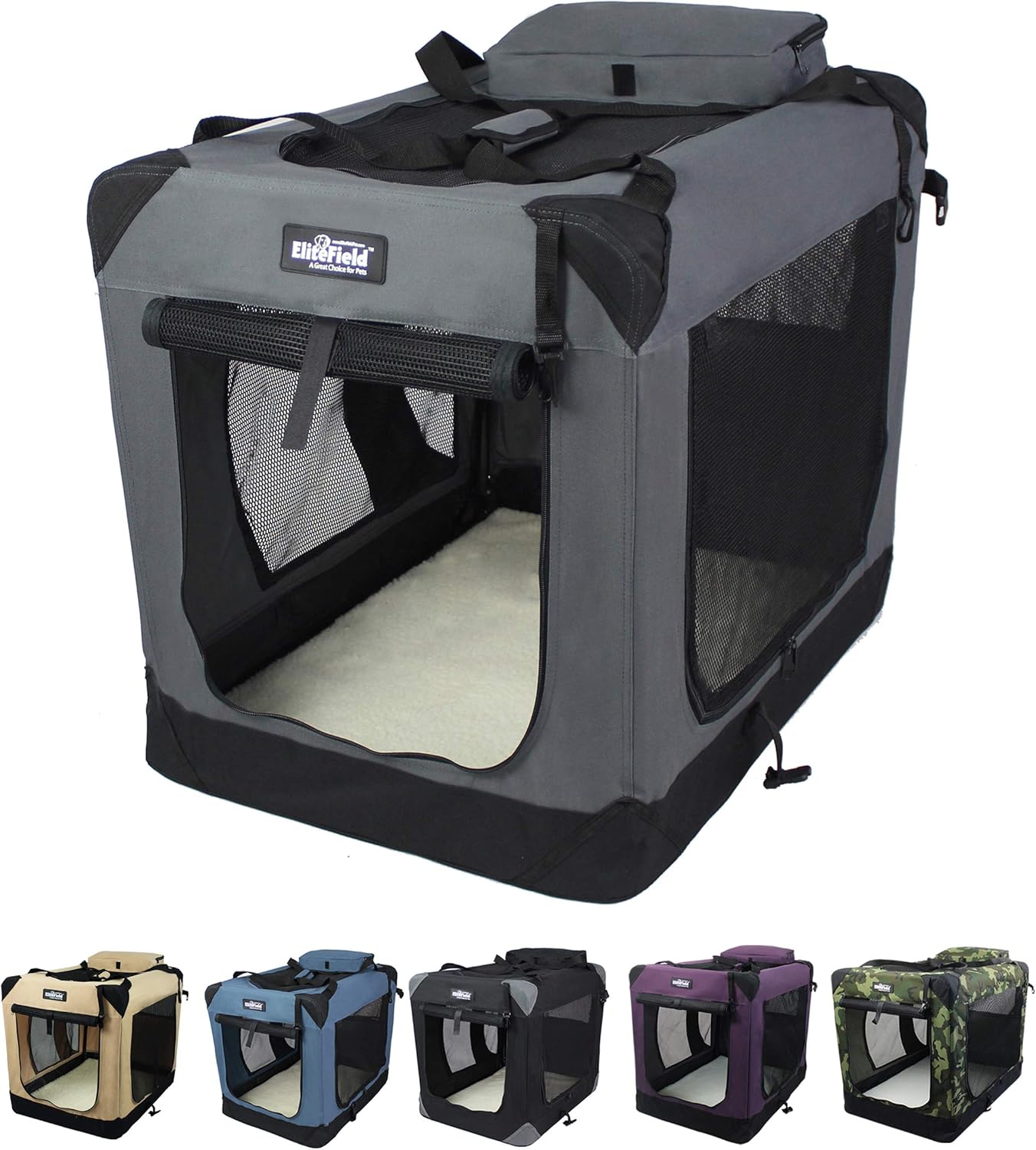 EliteField 3-Door Folding Soft Dog Crate