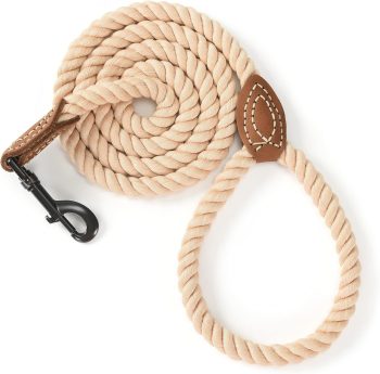 Mile High Life Dog Leash Braided Cotton Rope with Leather