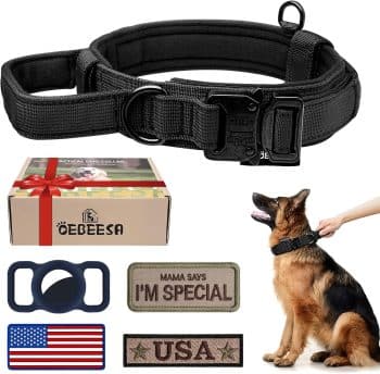  OEBEESA Tactical Dog Collar with Handle, Heavy Duty Nylon for Large Dogs